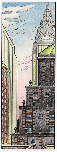 Dessin représentant des gratte-ciels